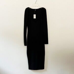 windsor ribbed black midi long sleeve with strap NWT Large